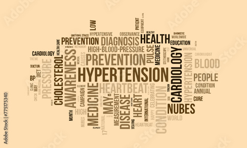 Hypertension word cloud template. Health awareness concept vector background.