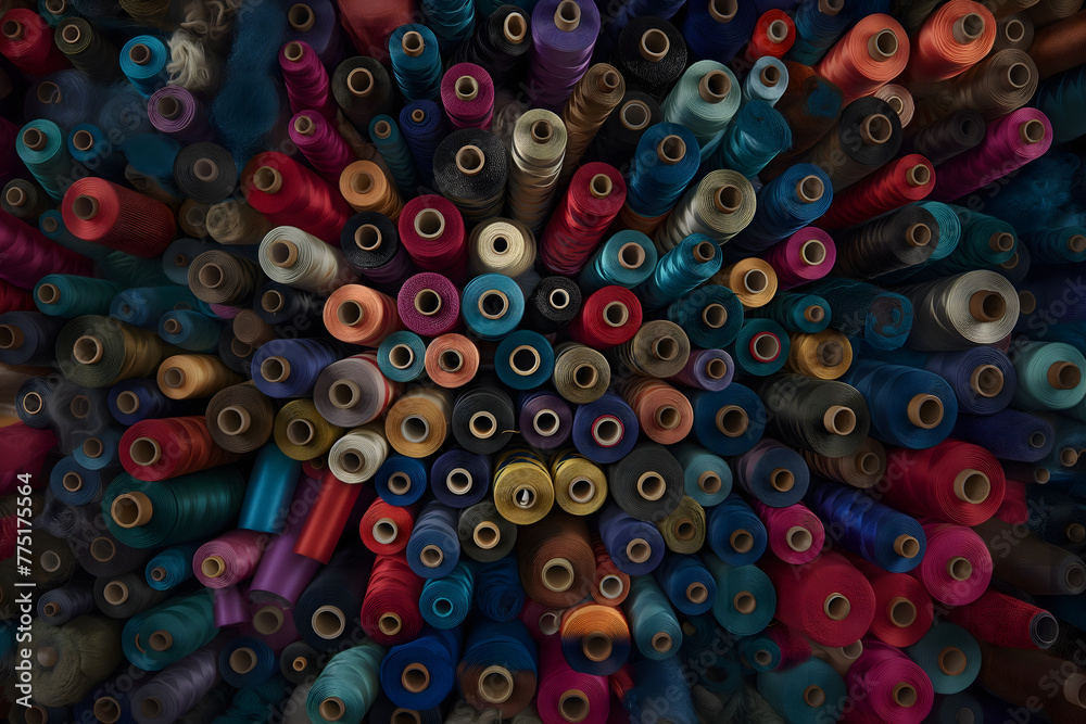 Abundant Collection of Colorful Sewing Threads Texturized Background
