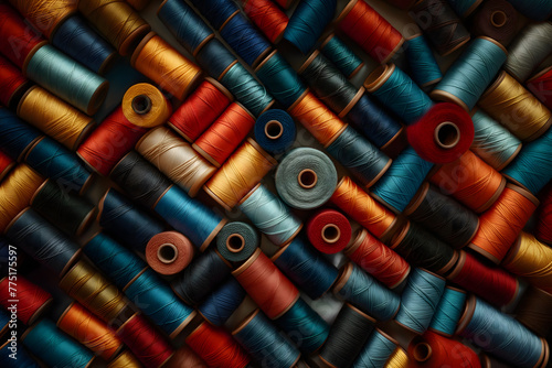 Abundant Collection of Colorful Sewing Threads Texturized Background