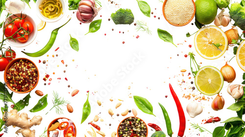  Asian food background with various ingredients Vietnamese and Thai food