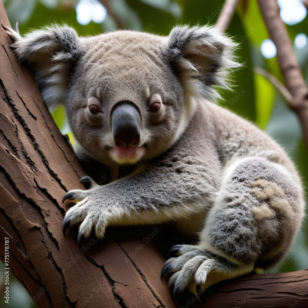 Naklejka premium A koala perched on a tree