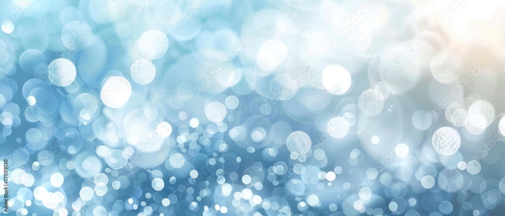 Abstract white and blue background with bokeh lights