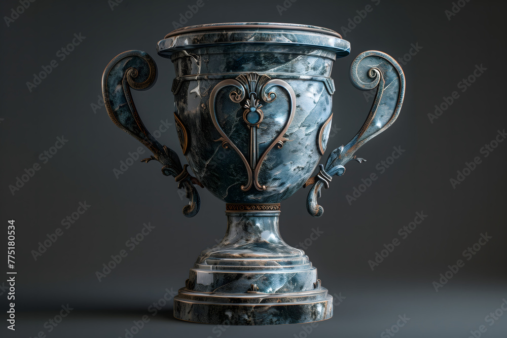 Trophy cut out of stone on a grey backround Trophy cut out of stone on a grey backround