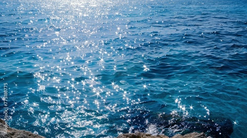 The blue sea sparkled in the sun day