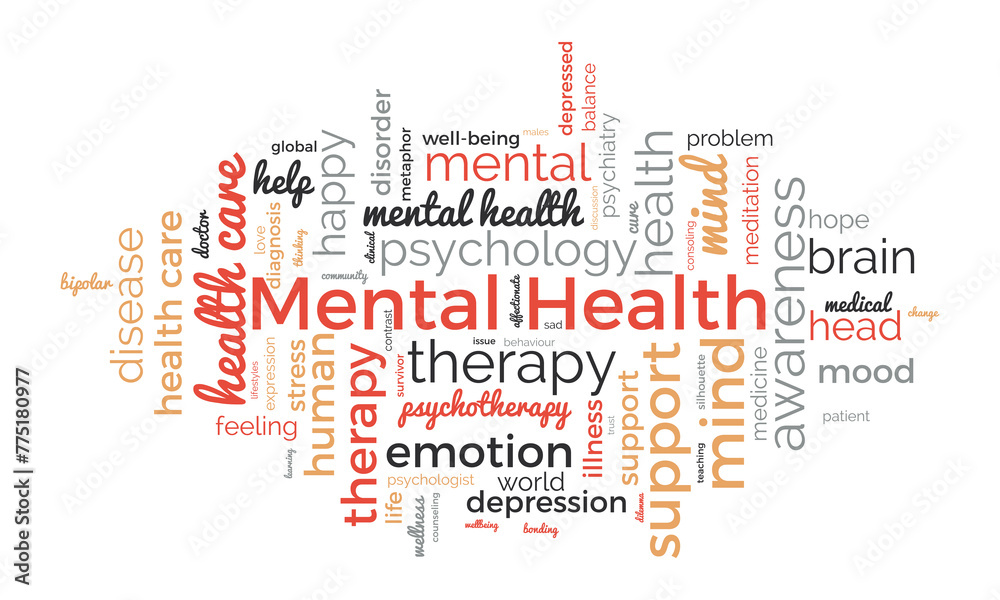 Mental Health word cloud template. Health awareness concept vector background. Mental Health word cloud template. Health awareness concept vector background.