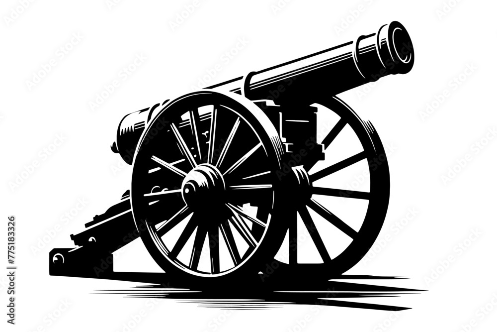 Old cannon silhouette. Vector illustration Old cannon silhouette. Vector illustration