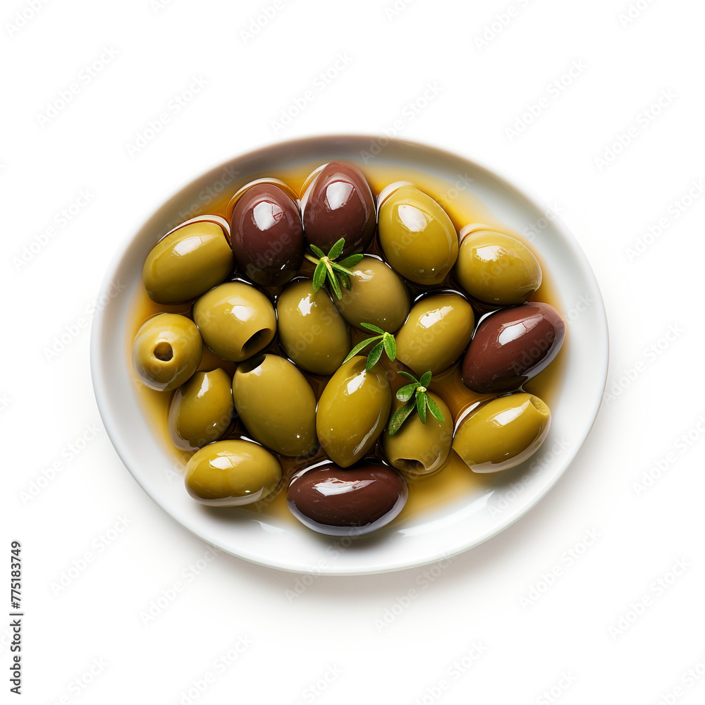 olives with tuna top view white backround сreated with Generative Ai olives with tuna top view white backround сreated with Generative Ai
