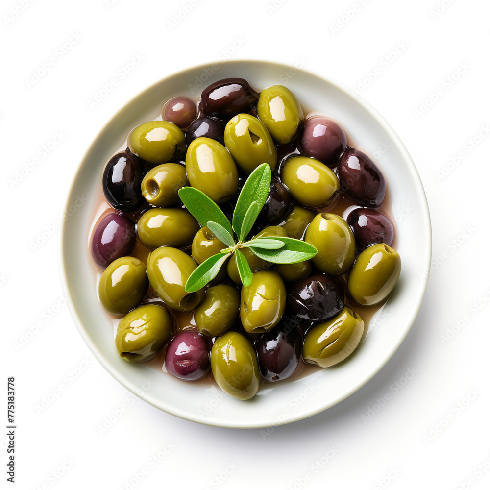 olives with tuna top view white backround сreated with Generative Ai olives with tuna top view white backround сreated with Generative Ai