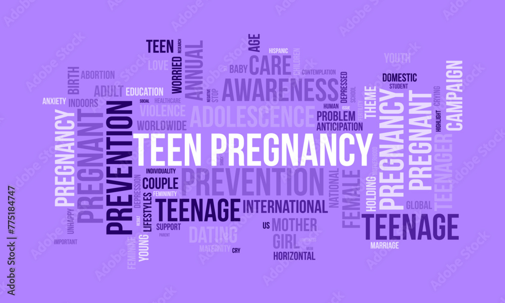Teen Pregnancy Prevention word cloud template. Health and Medical awareness concept vector background. Teen Pregnancy Prevention word cloud template. Health and Medical awareness concept vector background.