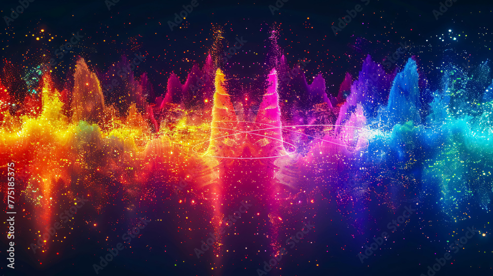 Naklejka premium Musical sound wave concept, abstract design with colorful audio frequency pattern