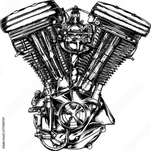 Motorcycle motorcycle engine handrawing vector graphic photo