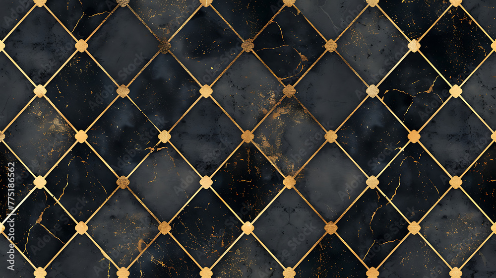 Fototapeta premium Simple chic black and gold minimalist repeating elegant pattern design with geometric sophisticated shapes. generative ai 