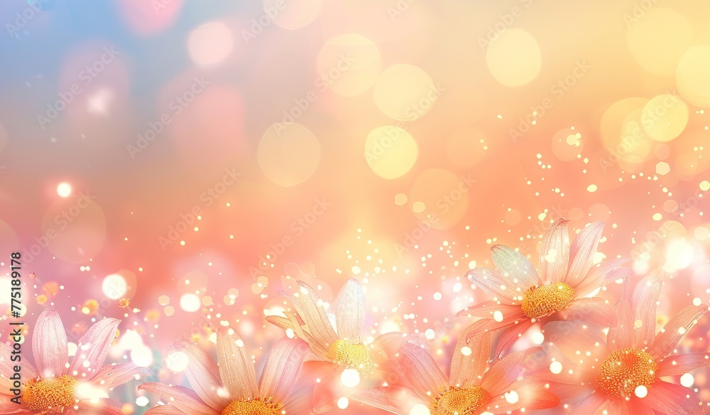 Daisies against a backdrop of warm light with bokeh effects. The concept of summer solstice and joviality.