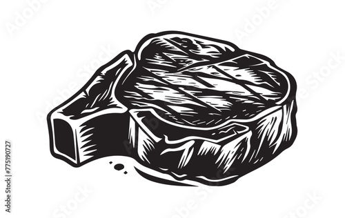 Grilled steak, Hand drawn style, vector illustrations