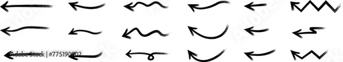 Set of simple hand drawn grunge arrows . Vector grunge arrows mark icons . Black simple grunge arrows collection .Grunge pointer.	