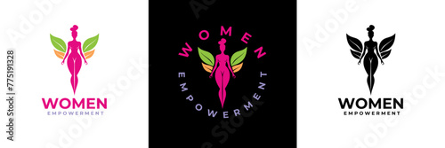 Woman   s body Merged with Butterfly Wings and Leaf Motifs  Logo For Women Empowerment  Ideal for Beauty Salons and Green Organic Herbal Supplements  Wellness and Natural Grace in a Unique Design