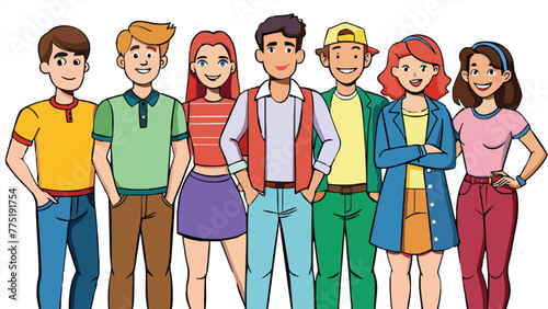 Various styles People. man, men, and women together in colorful clothing. Cartoon-style characters etc. Vector illustration. Isolated design elements.
