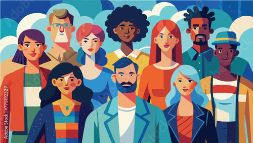 Various styles People. man, men, and women together in colorful clothing. Cartoon-style characters etc. Vector illustration. Isolated design elements.