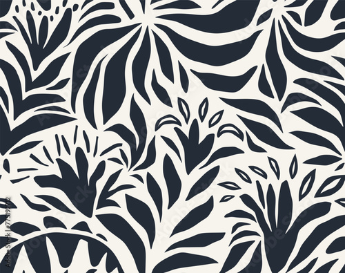 abstract leaf and flower shape organic seamless pattern.