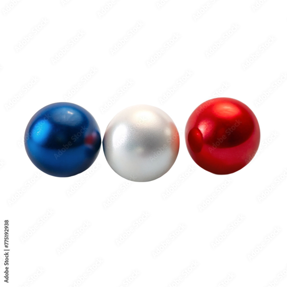 3 Different colors pearls blue red and white isolated on transparent background. 3 Different colors pearls blue red and white isolated on transparent background.