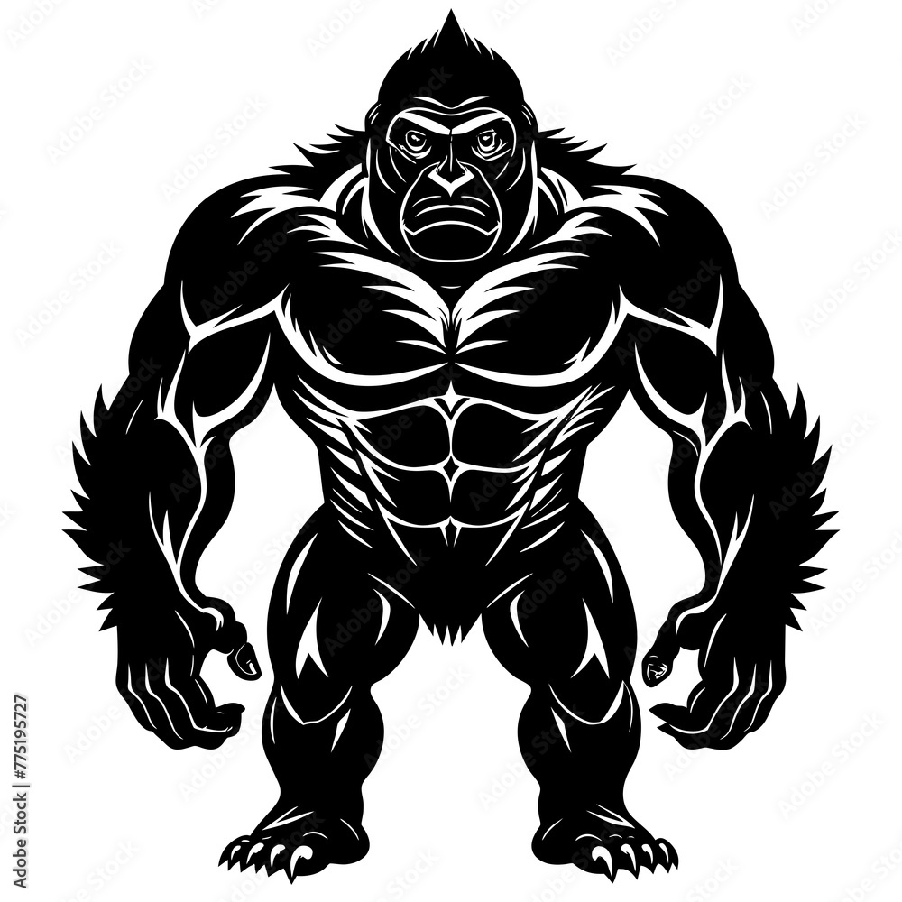 Fototapeta premium black-muscular-gorilla--silhouettes 
