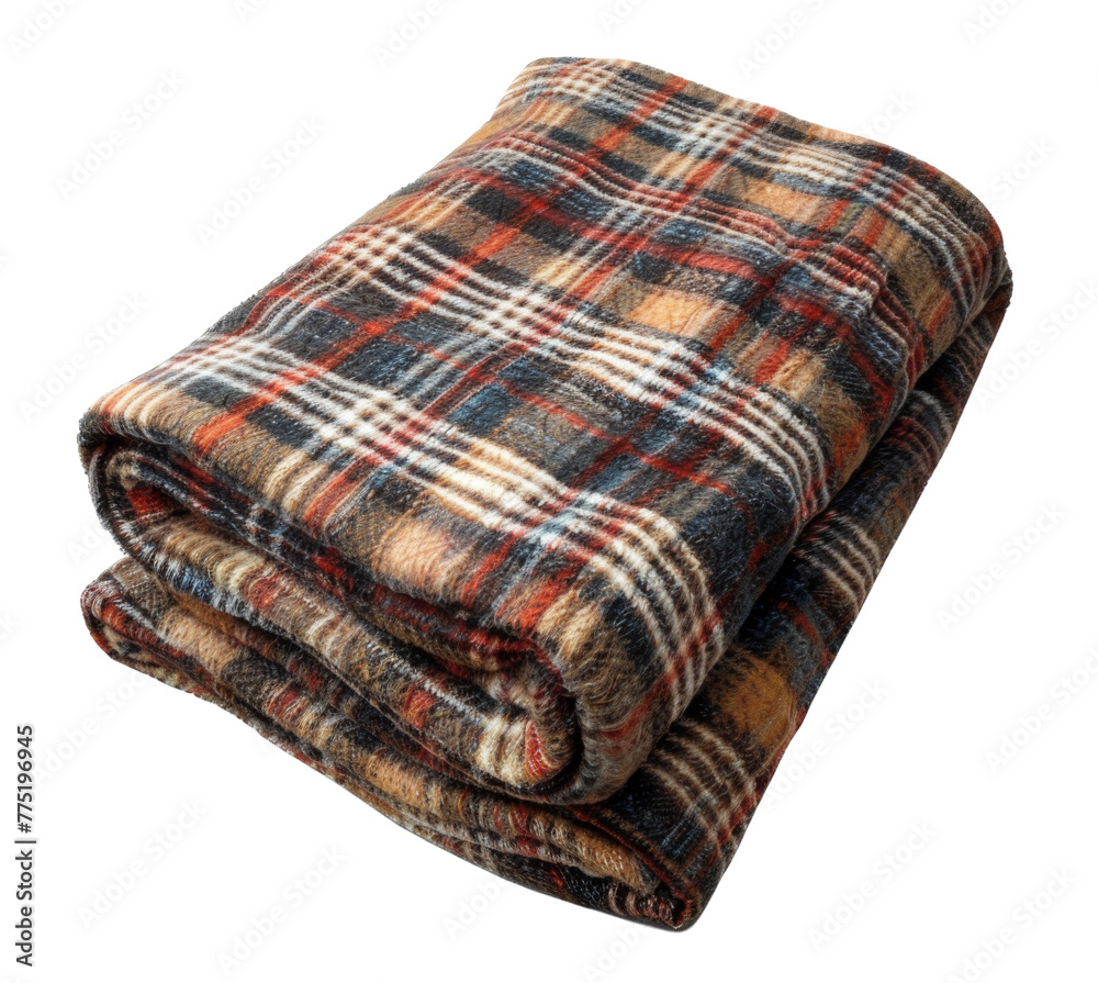 Plaid fleece blanket isolated on transparent background Plaid fleece blanket isolated on transparent background