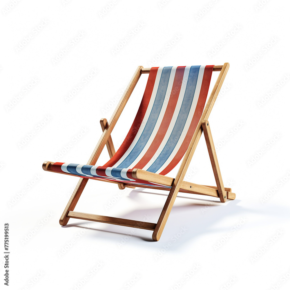 beach chair on white backround сreated with Generative Ai