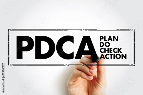 PDCA Plan Do Check Action - management method used in business for the control and continuous improvement of processes and products, acronym text concept stamp © dizain