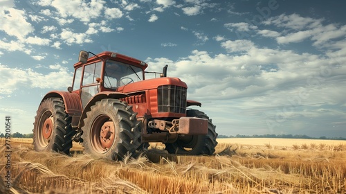 Agricultural vehicles  tractors  harvesting rice crops background in the rice field   