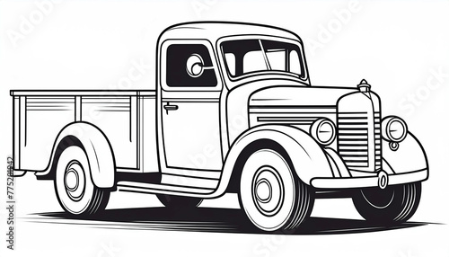 Antique truck for a children's coloring book. photo