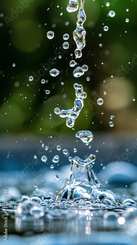 Splashing water drops on a reflective surface