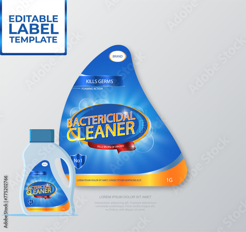 Free vector  bactericidal cleaner labels design template