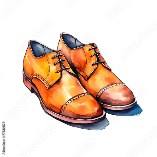 Orange oxford shoes with lace-up design