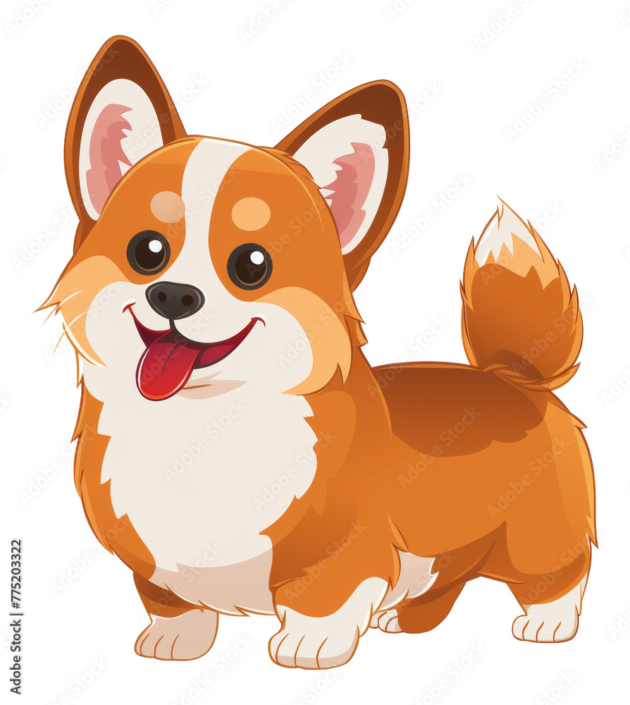 Adorable corgi puppy illustration with playful expression isolated on transparent background