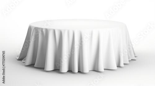 An empty round table with a cloth on it сreated with Generative Ai