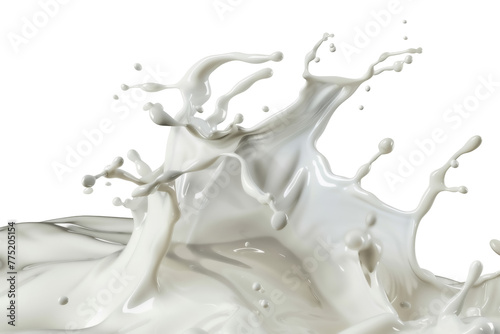 Realistic milk splash isolated on transparent background