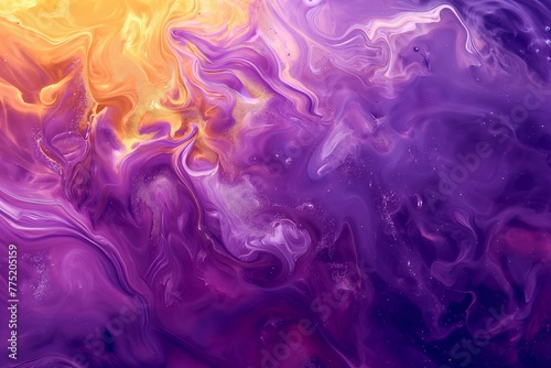 Mesmerizing abstract patterns with a blend of yellow and purple hues suggesting the fluidity of thoughts