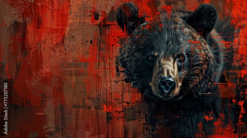 In a bear market's heart, abstract shapes merge with financial despair, viewed through a high order lens. Life's complexities intertwine with economic downturns, narrating a story of resilience amidst