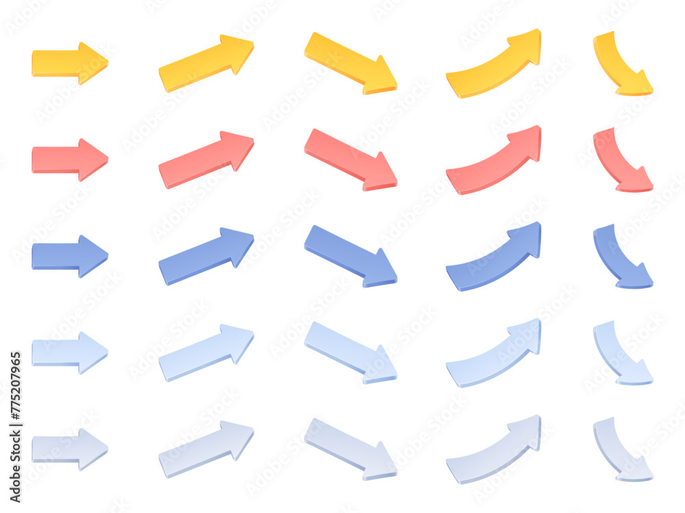 立体的なかわいい矢印のイラスト素材セット 立体的なかわいい矢印のイラスト素材セット