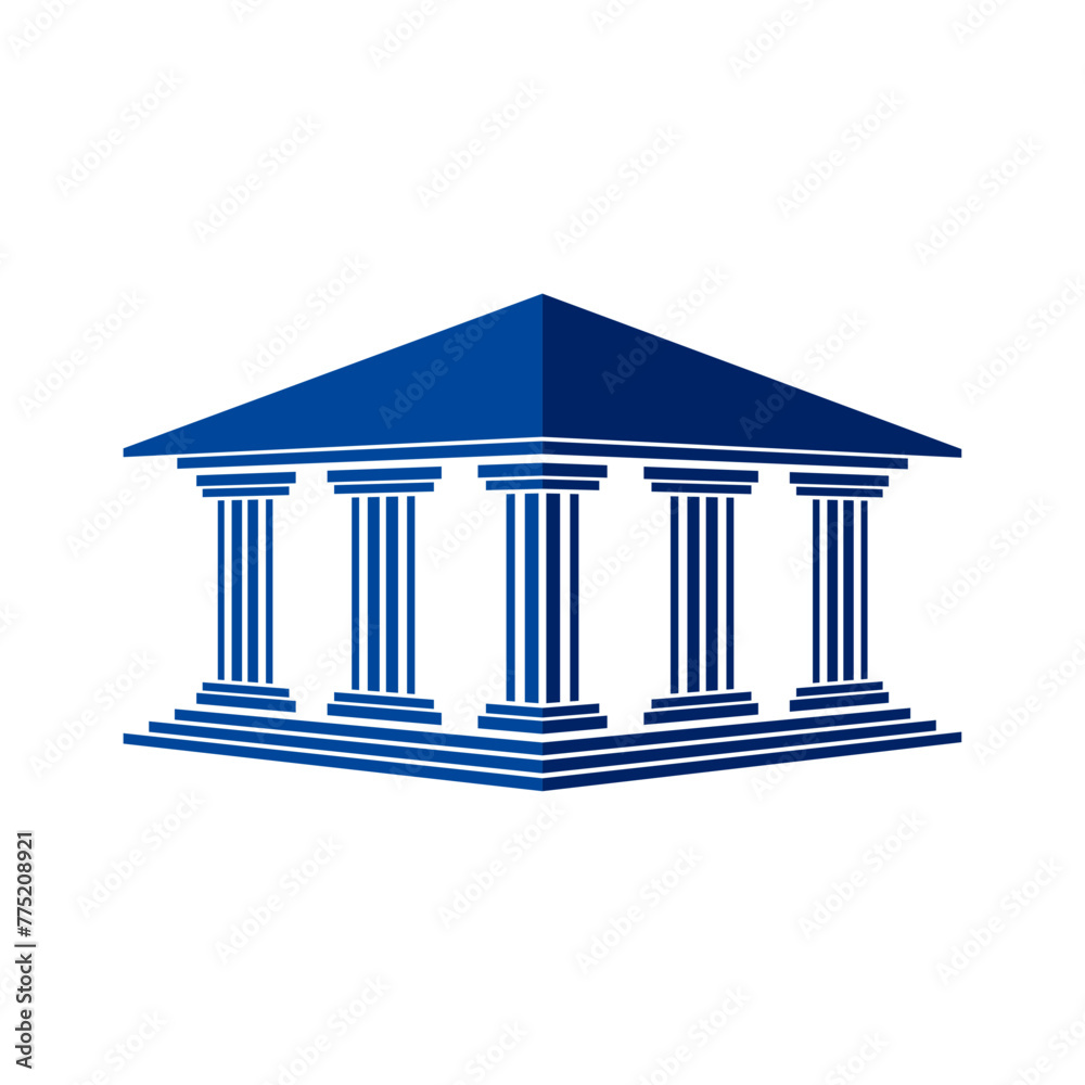 Bank, museum or library icon. Classical architecture building with columns. flat vector illustration easy to edit and customize. . Column pillar parthenon landmark. Vector illustration flat architectu