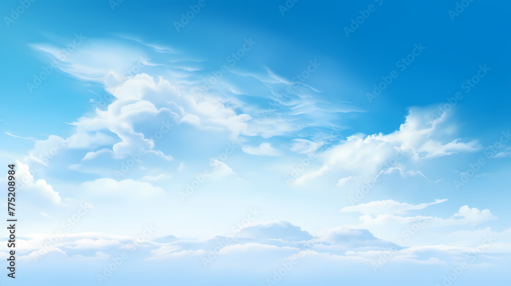 Clear blue sky and white clouds - obrazy, fototapety, plakaty 