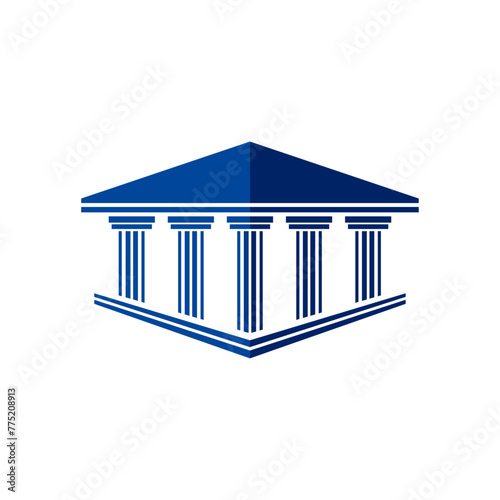 Bank, museum or library icon. Classical architecture building with columns. flat vector illustration easy to edit and customize. . Column pillar parthenon landmark. Vector illustration flat architectu