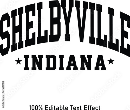 Shelbyville text effect vector. Editable college t-shirt design printable text effect vector