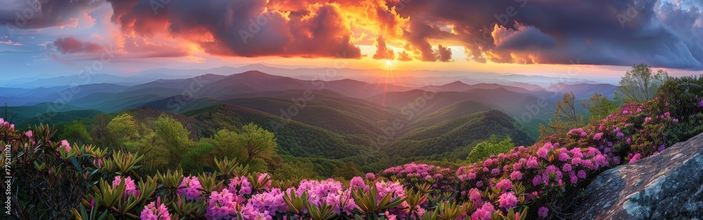 Sunset Over a Mountain Range Sunset Over a Mountain Range