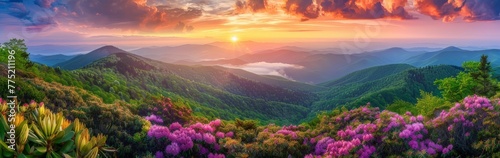 A Painting of a Sunset in the Mountains © BrandwayArt