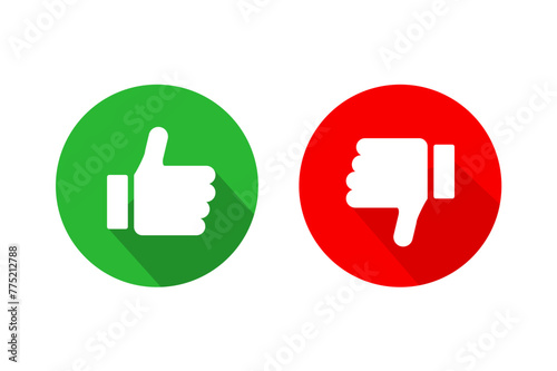 Thumb up and thumb down flat vector icon photo