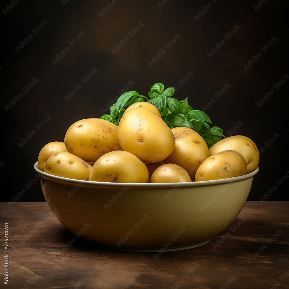 boiled potato in bowl сreated with Generative Ai boiled potato in bowl сreated with Generative Ai