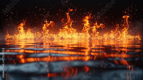 A fire that can be used as a mirror, solid color background, 4k, ultra hd
