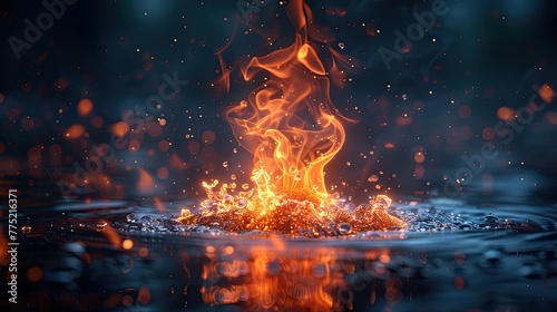 A fire that cools instead of warms, solid color background, 4k, ultra hd