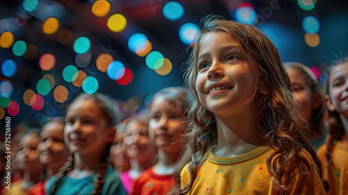 A school play dedicated to teachers, solid color background, 4k, ultra hd photo